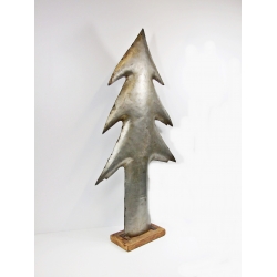 Choinka metalowa z recyklingu na podstawie z drewna mango 106 cm